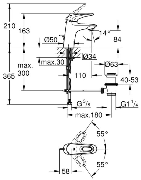 GROHE 33558LS3 - Umývadlová batéria EUROSTYLE, veľkosť S, biela