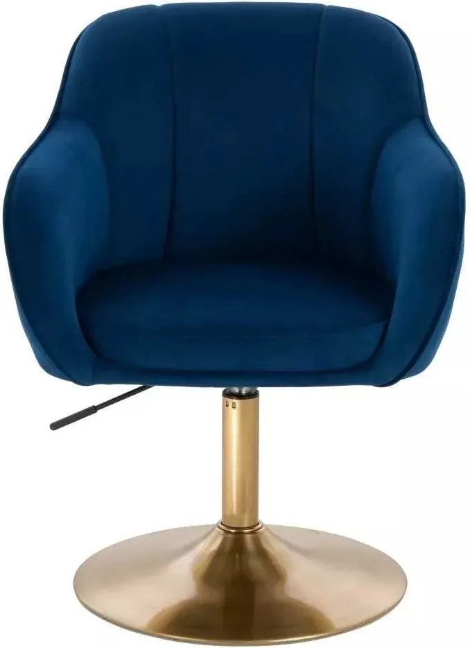LuxuryForm DESIGN Stolička AVOLA VELUR na zlatom tanieri - modrá