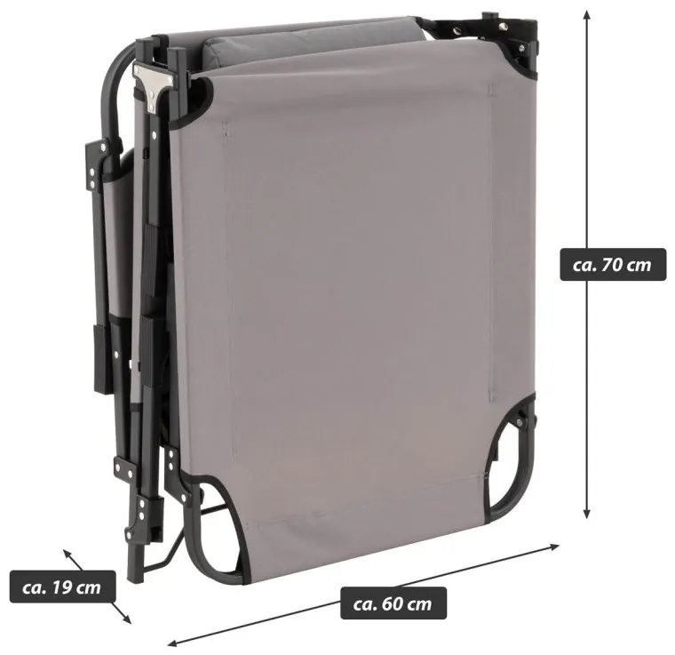 Skladacie lehátko 5 polôh polyester 600D 182 x 60 x 30 cm sivé D104115