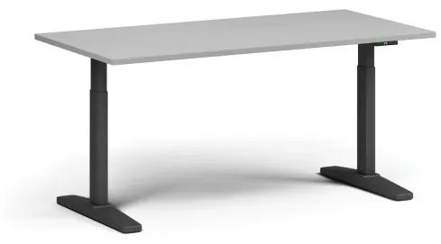Výškovo nastaviteľný stôl, elektrický, 675-1325 mm, doska 1600x800 mm, čierna podnož, sivá