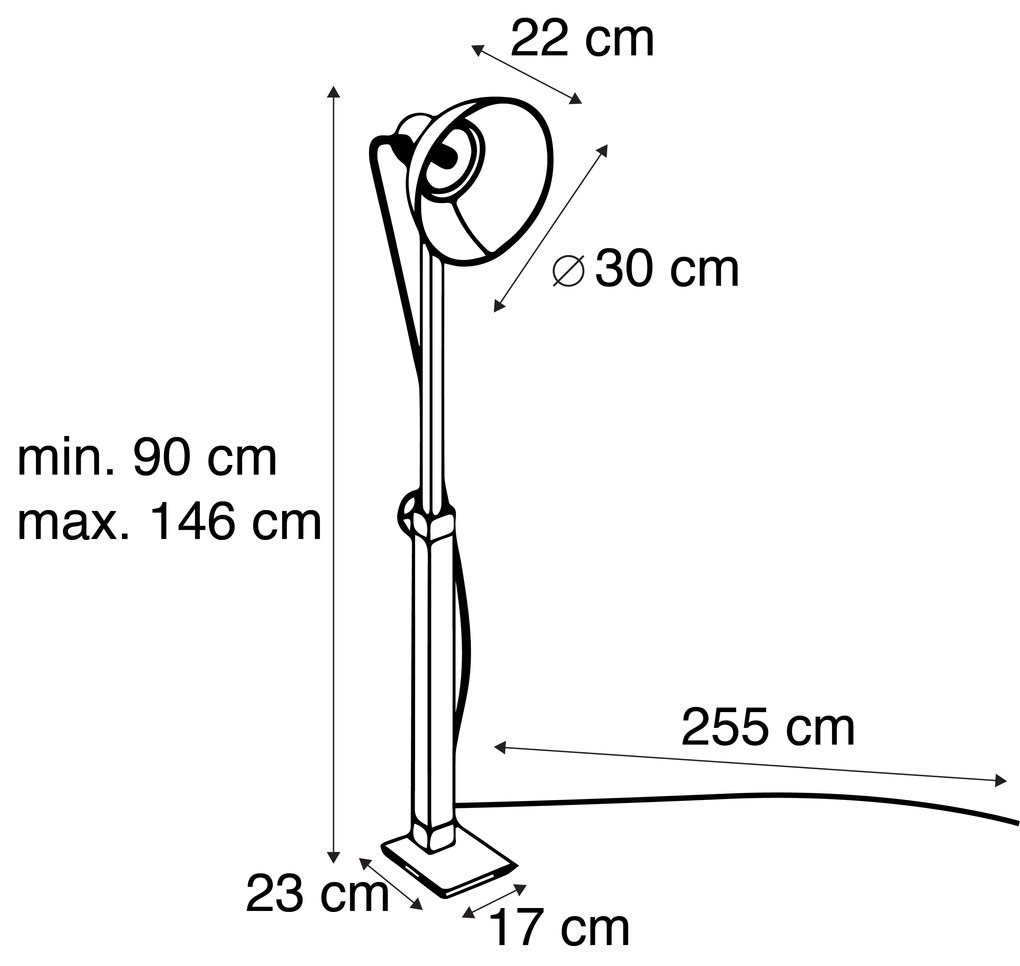 Priemyselná stojaca lampa bronzová s mangovým drevom - Mangoes