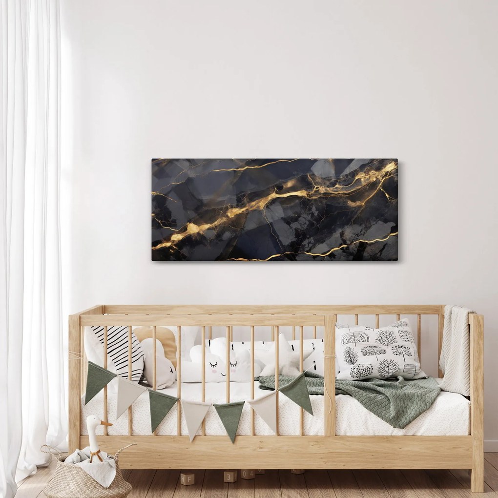 Obraz - Čierno - zlatý dekor (120x50 cm)