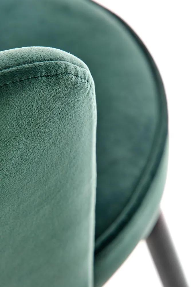 Barová stolička GARDI — zamat, tmavo zelená