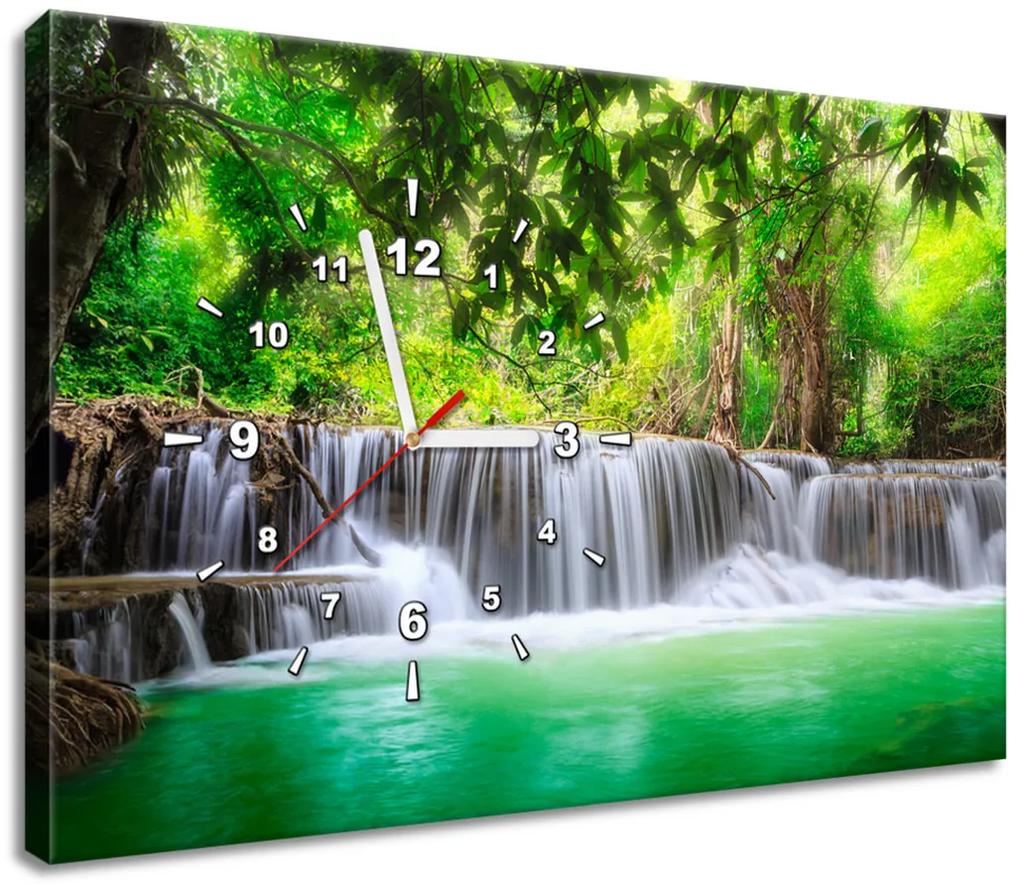 Gario Obraz s hodinami Thajsko a vodopád v Kanjanaburi Rozmery: 30 x 30 cm