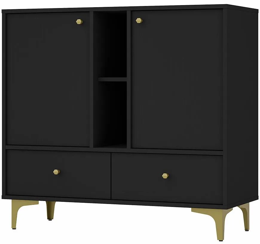 Komoda Tokyo 1  2F 2S čierny grafit 825