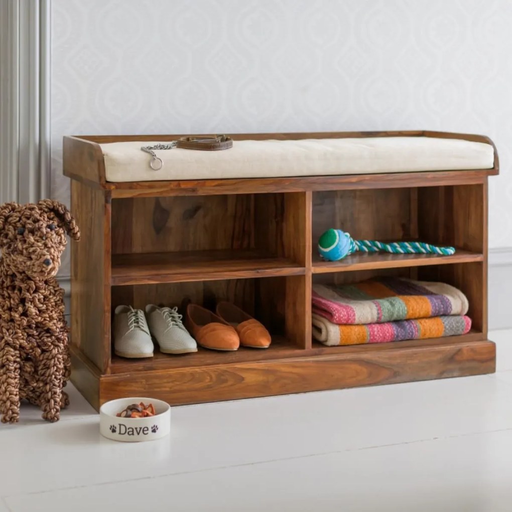 furniture-nabytek.cz - Dřevěný botník s lavicí 105x60x40 z masivu palisandr