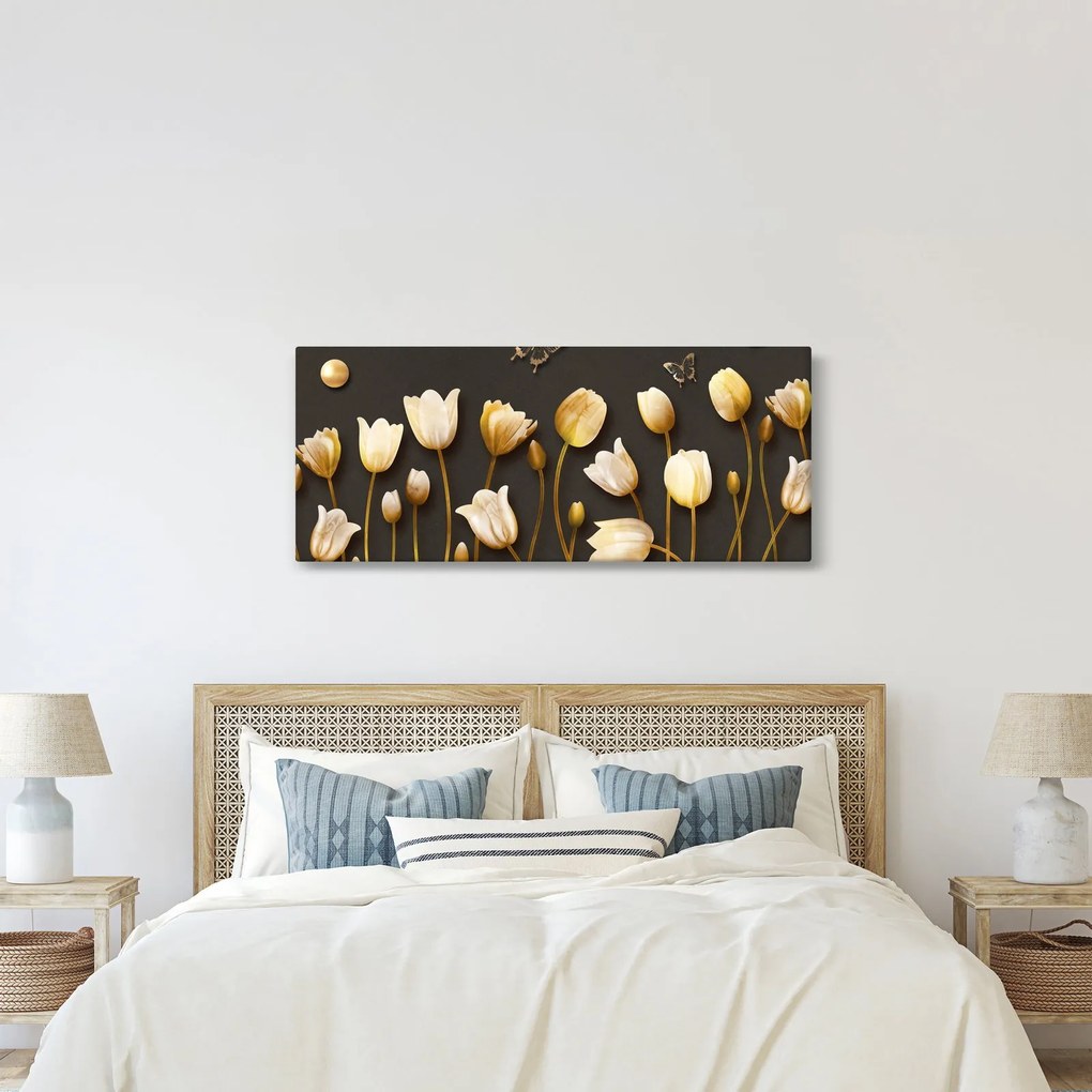 Obraz - Tulipány - abstraktné (120x50 cm)