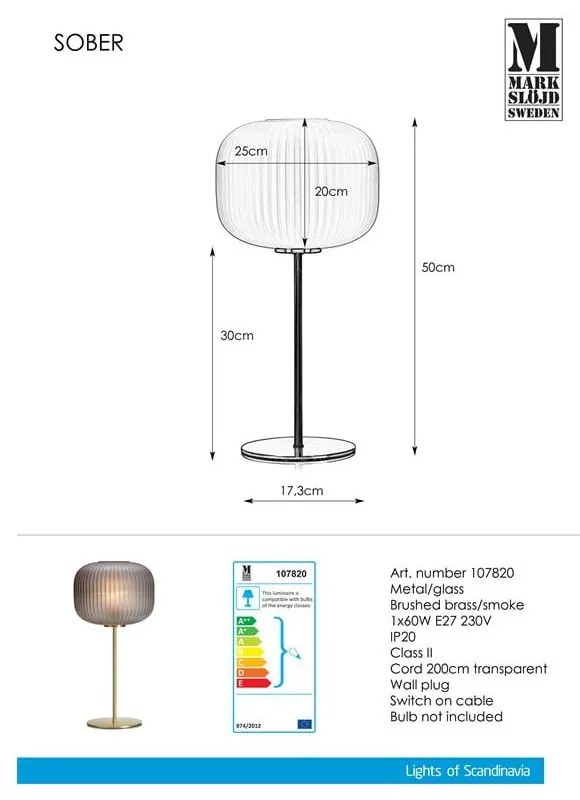 Stolová lampa Markslöjd Sober Table 1L Smoke