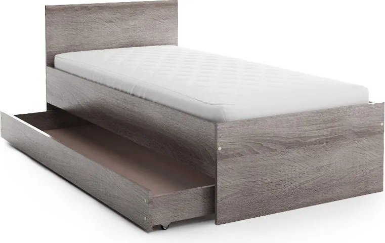 Posteľ ELISA 90 x 200 cm, dub lanýž Rošt: S lamelovým roštom, Matrac: Matrac SOMMERA 18 cm