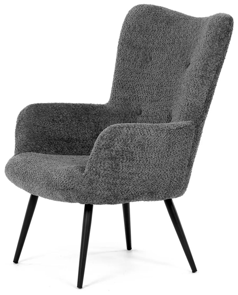 Autronic - Křeslo "ušák", potah šedá látka, nohy černý kov. - AK-W1206 GREY2