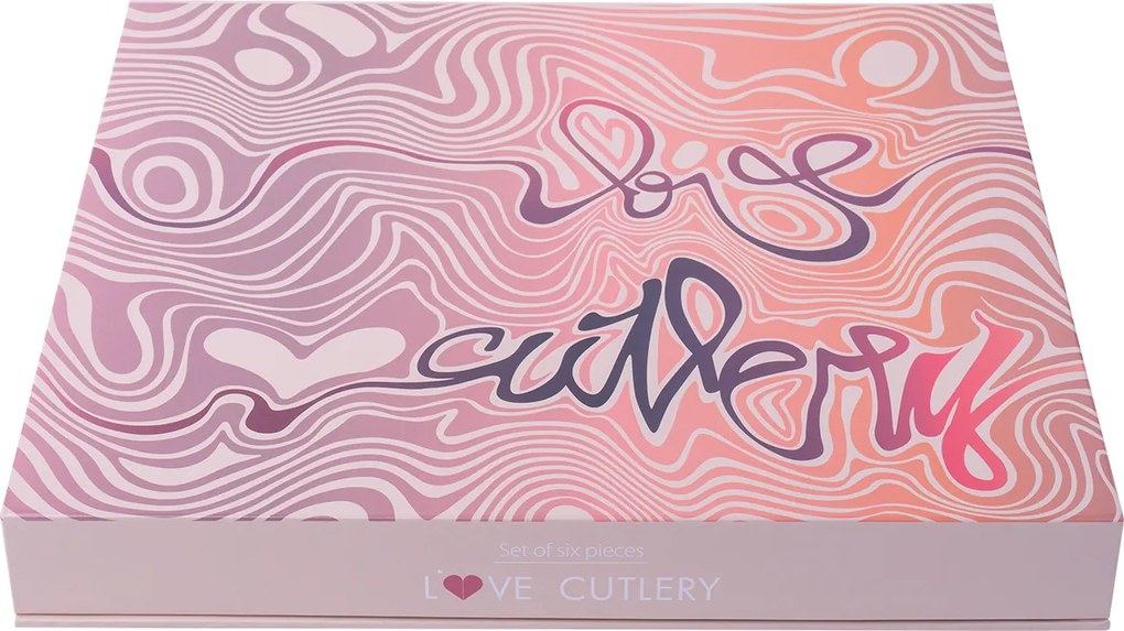 Darčekový set so srdiečkom 6 ks ružovo-zlatý — Love Cutlery - 116445