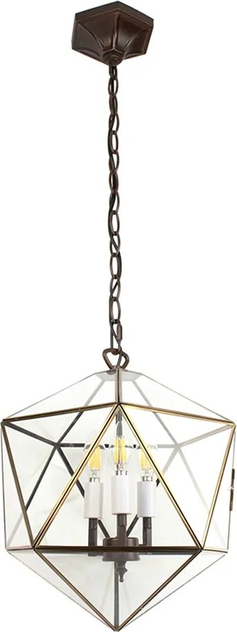 Kovové závesné svetlo so sklenenou výplňou Cranie - 35*35*140 cm E14/max 3*25W