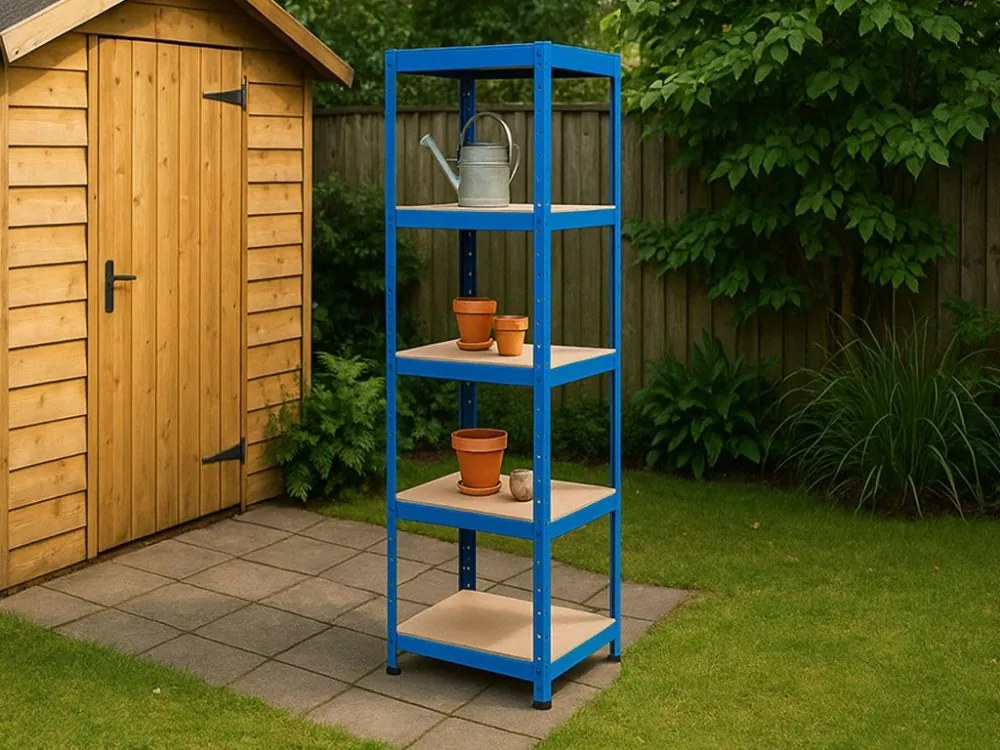 Akcia 10x Regál 180x40x40 cm lakovaný 5-policový, nosnosť 875 kg - modrý
