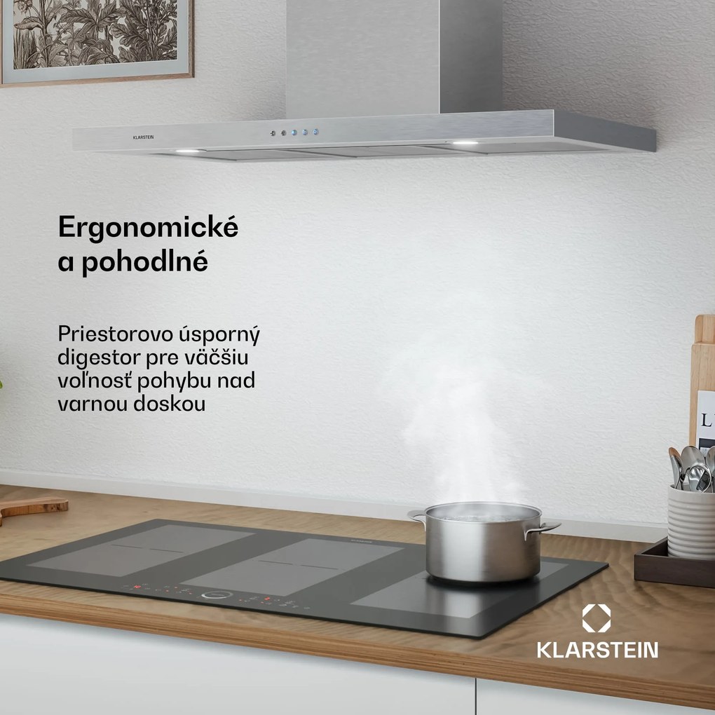 Klarstein Limelight, digestor, 90 cm, nástenný, 600 m³/h, strieborný