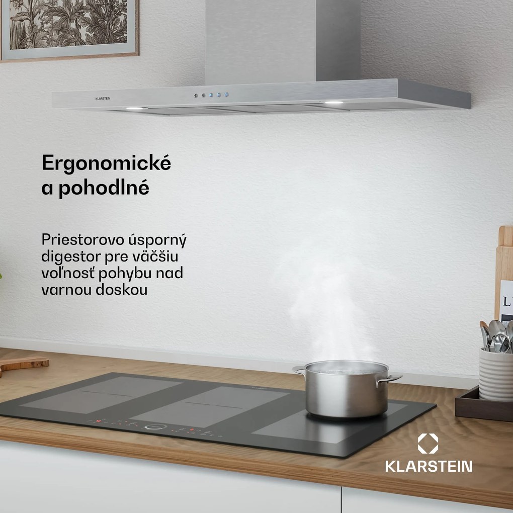 Klarstein Limelight, digestor, 90 cm, nástenný, 640 m³/h, strieborný