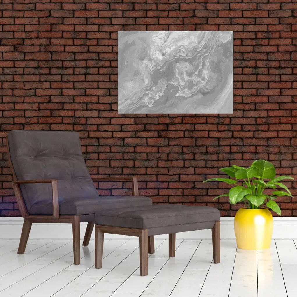 Sklenený obraz - Mramor v čiernobielej (70x50 cm)