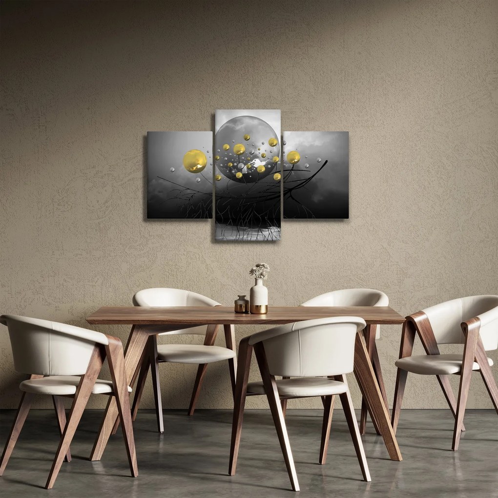 Obraz zlatých abstraktných gulí (90x60 cm)