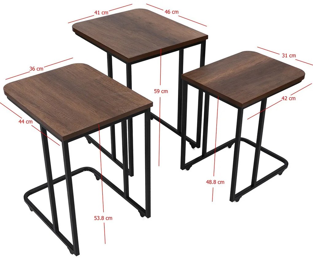Odkladací stolík Ce Metal Zigon, 3 ks