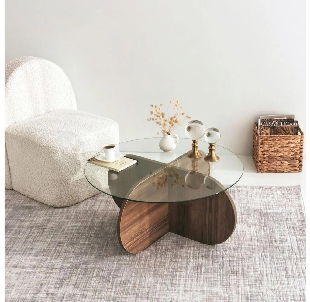 Konferenčný stolík BUBBLE 35x75 cm hnedá/číra