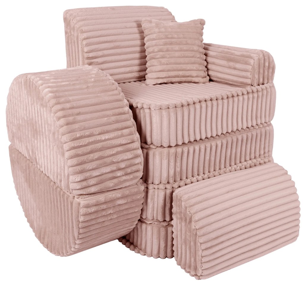 MeowBaby® Churros detská pohovka Max, Ruby Chocolate Pink