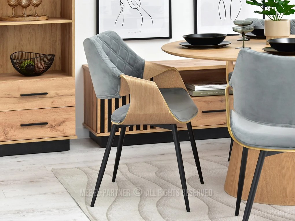 Stolička Rolf K (dub sivý + čierna). Akcia -21%. Vlastná spoľahlivá doprava až k Vám domov. 1111253