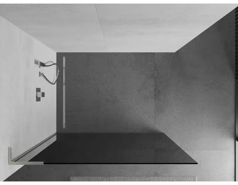 Mexen Kioto L, sprchová zástena Walk-In 80 x 200 cm, 8mm šedé sklo, brúsená oceľ profil, 800-080-103-97-40