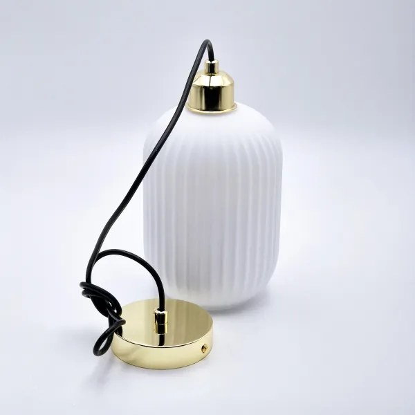 Luster na lanku HARMA 1xE27/15W/230V pr. 14 cm biela/zlatá