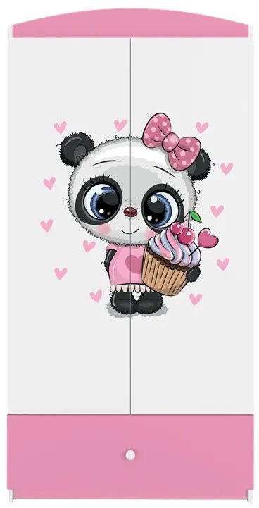 Detská šatníková skriňa BABYDREAMS Panda ružová