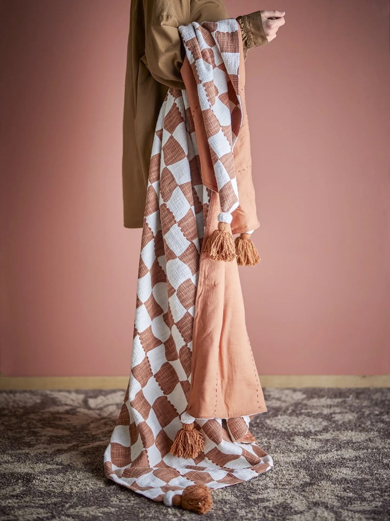 Bloomingville Bavlnený prehoz Chola Brown 130 × 150 cm