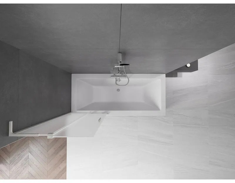 Mexen Velar L, 2-krídlová posuvná vaňová zástena 85 x 150 cm, 8mm sklo námraza, brúsená oceľ, 896-085-003-31-97