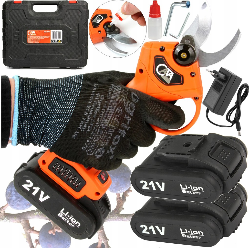 Záhradné akumulátorové nožnice Cata elektrické 21 V 2 Ah 25 mm ľahké, pohodlné