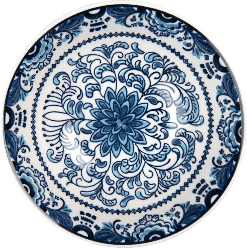 Biela keramická miska s modrým vzorom Mibbo - Ø 15*5 cm / 350 ml