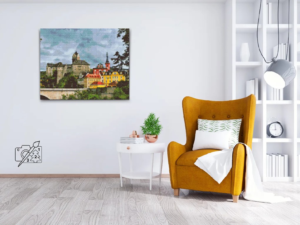 Gario Diamantové maľovanie Hrad Loket 2 Rozmery: 50 x 40 cm, Rámovanie: S vnútorným rámom, Diamanty: Okrúhle