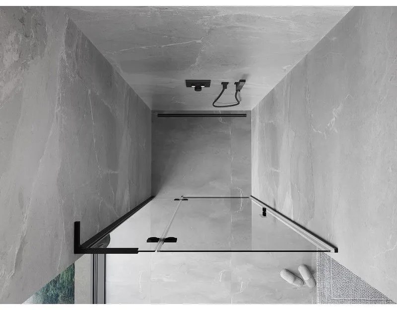 Mexen Mist-H L, 1-krídlové sprchové dvere ľavé 70 cm, číre sklo, čierny profil, 8A5L-070-000-70-00-L