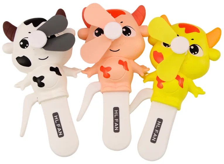 LEAN TOYS Ručný mini ventilátor pre deti – Kravička 3 farby