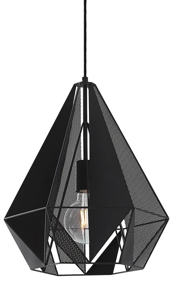 Priemyselné závesné svietidlo čierne s mriežkou - Carcass