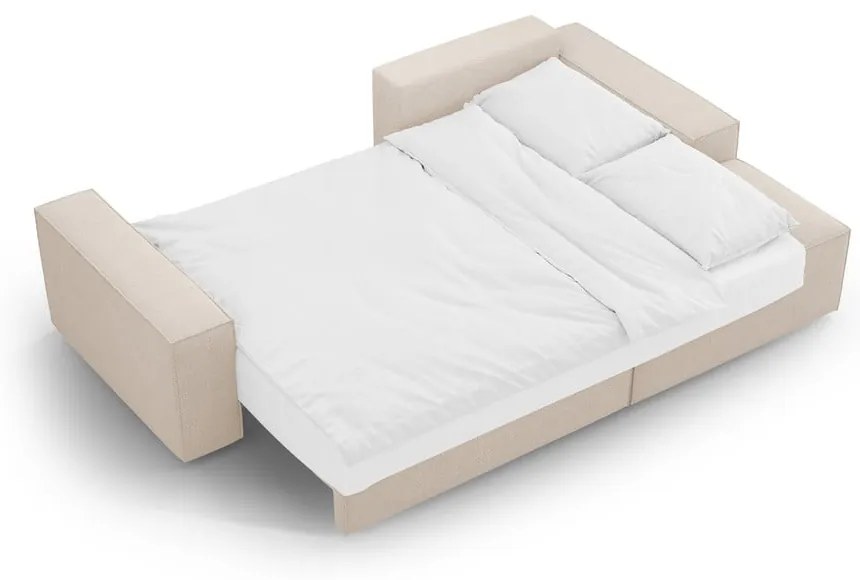 Béžová rozkladacia rohová pohovka z textílie bouclé (pravý roh) Jodie – Micadoni Home