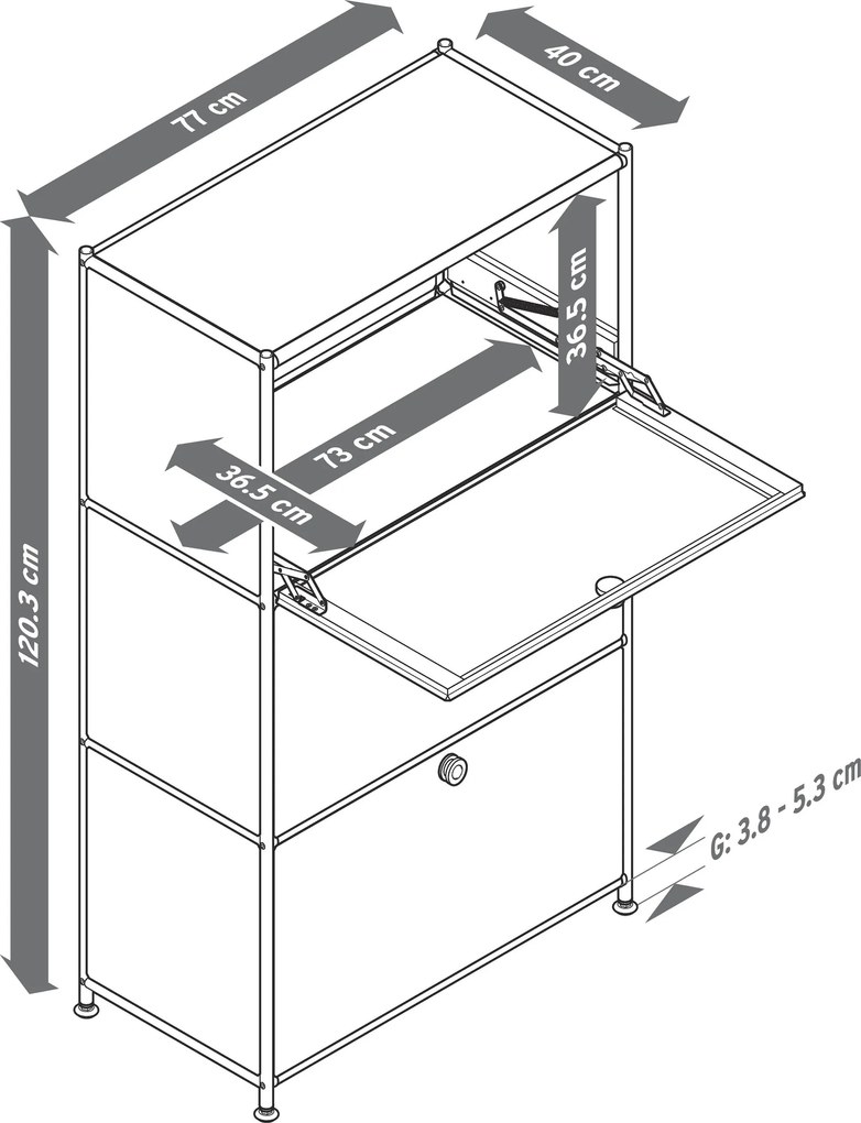 Kovový regál »CN3« s 3 priehradkami