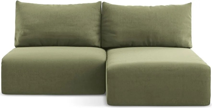 Zelená zamatová rozkladacia/s úložným priestorom rohová pohovka (pravý roh/s leňoškou) Kalena – Makamii