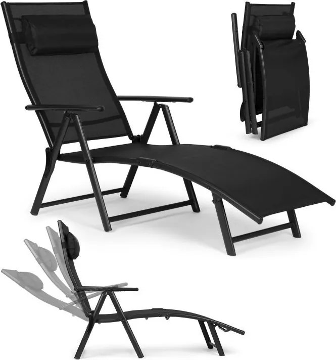 Ležadlo záhradné skladacie s reguláciou operadla, farba oceľová