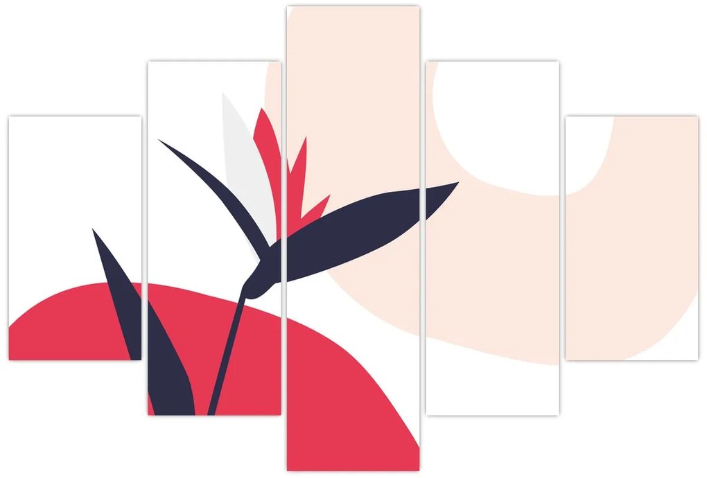 Obraz - Ružová florálna abstrakcia N⁰1 (150x105 cm)