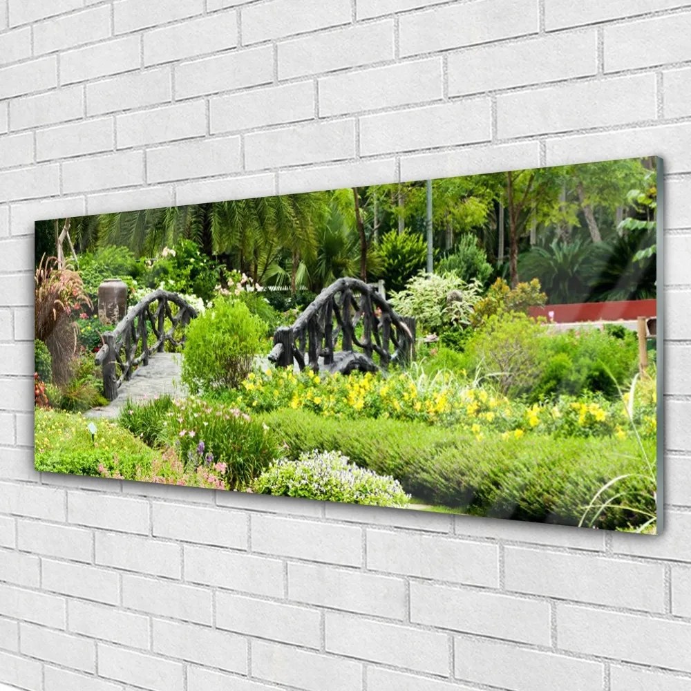 Obraz na akrylátovom skle Botanická záhrada most umenie 125x50 cm