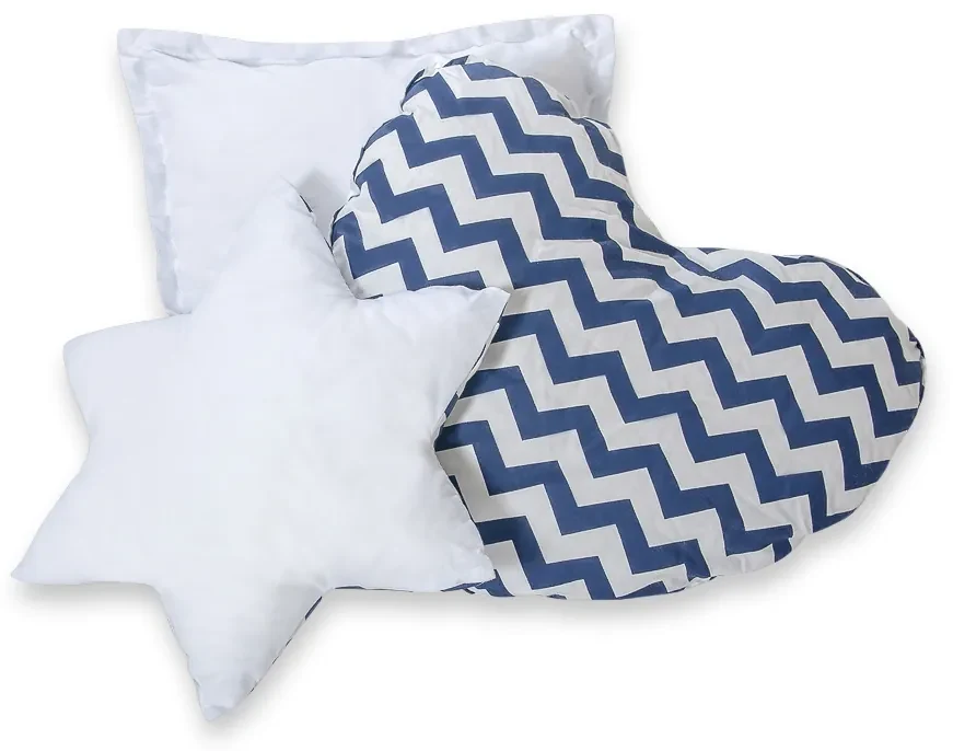 Bobono Stan Teepee pre deti + hracia podložka + vankúše + ozdobné perie - Chevron námornícka modrá