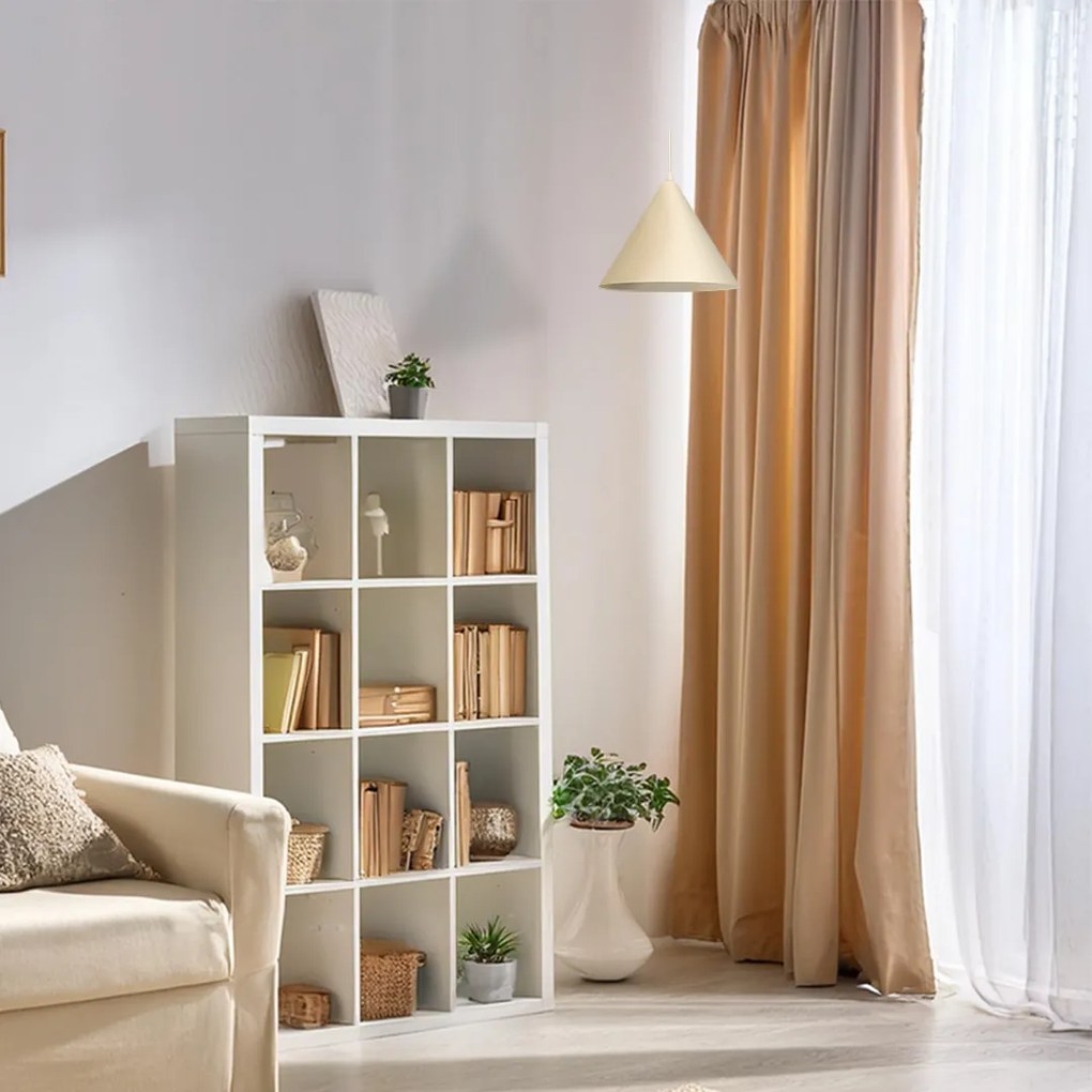 Závesné svietidlo Visby, 1x krémové kovové tienidlo, (fi 32cm), cr