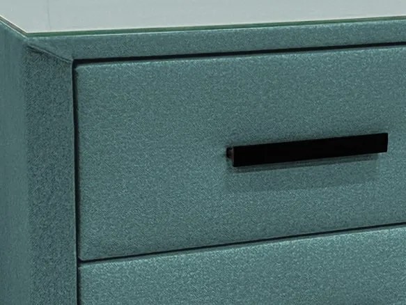 Nočný stolík s 2 zásuvkami Joy, modrozelená aqua látka