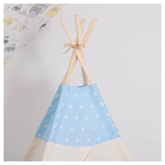 SPRINGOS Teepee stan pre deti SPRINGOS Svetlo modrý s hviezdami