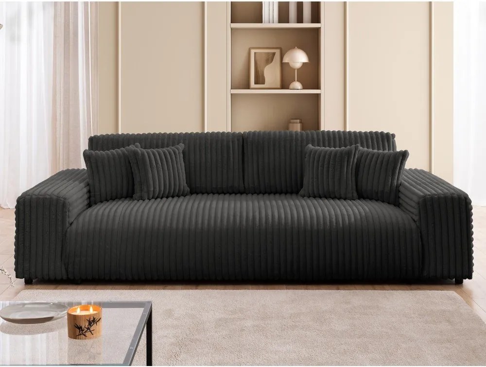 Tmavosivá menčestrová rozkladacia/s úložným priestorom pohovka 260 cm Justin – Ropez