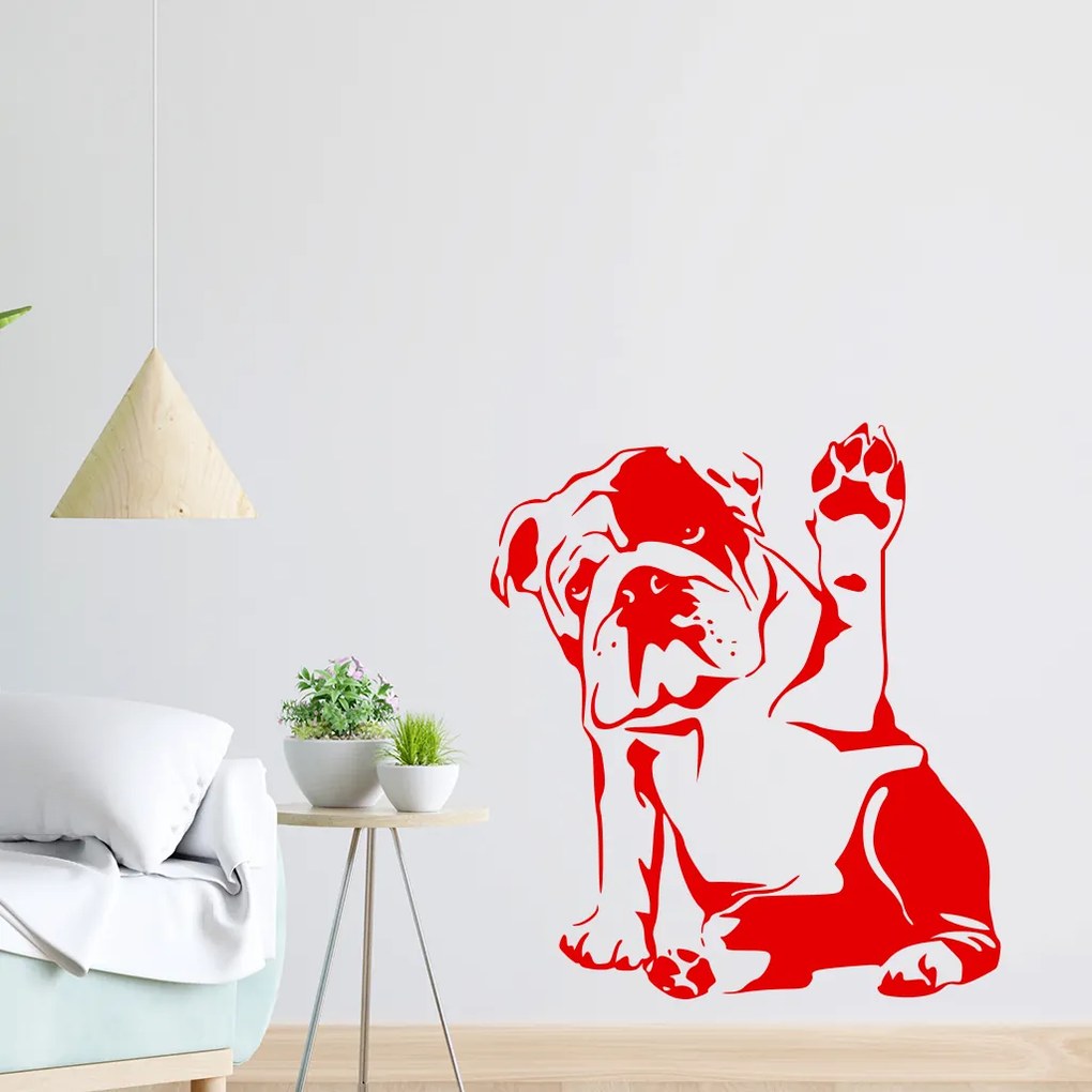 Veselá Stena Samolepka Buldog Farba: modrá, Veľkosť: 40 x 35 cm