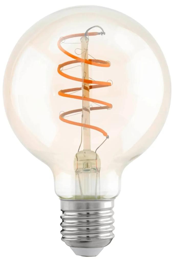 EGLO Retro filamentová LED žiarovka, E27, G80, 4W, 270lm, 2200K, teplá biela, jantárová