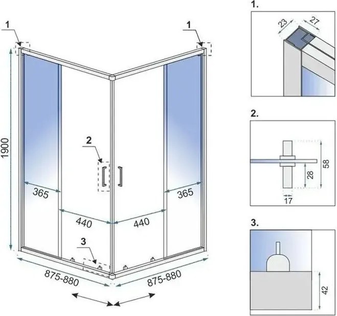 Rea City, sprchovací kút s posuvnými dverami 90x90cm, 5/4mm číre sklo, brúsená oceľ profil, REA-K6496